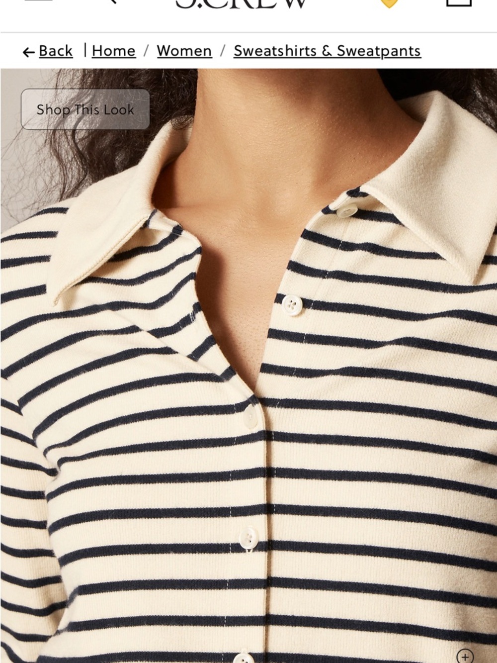 J. Crew Cream and Navy Striped Polo Button-Up